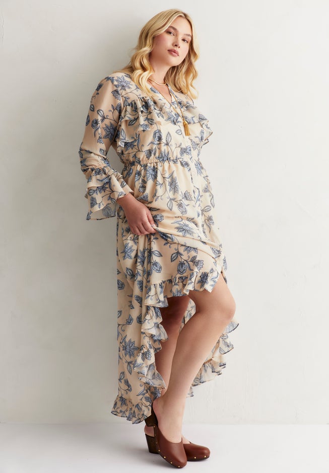 Ruffle Detail Maxi Shirt Dress image number 1