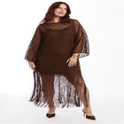 Lace Kimono Dress with Fringe image number null