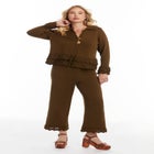 Ruffled Peplum Cardigan Sweater image number null