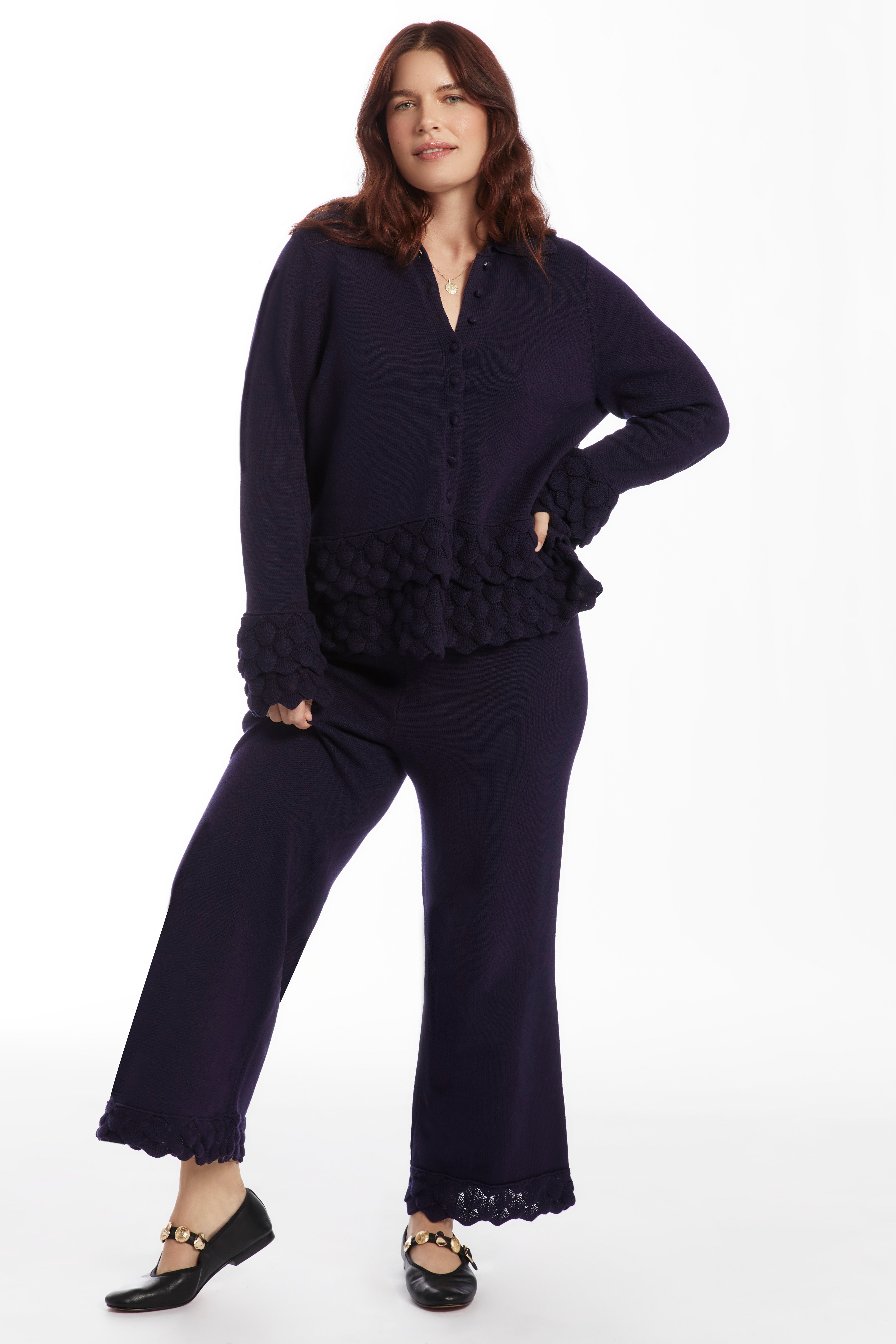 Ruffled Peplum Cardigan Sweater image number 0