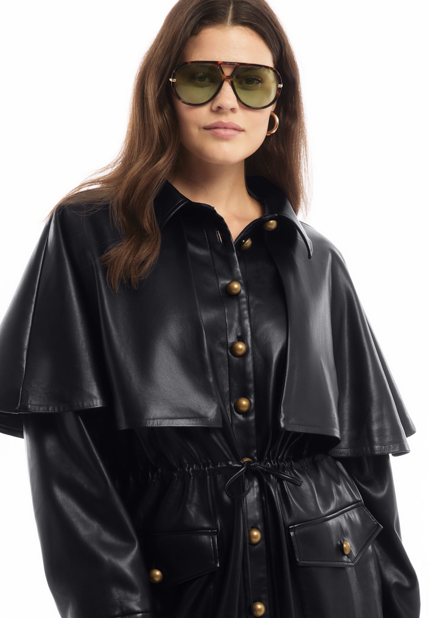 Faux Leather Cape Jacket image number 3