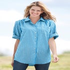 Short-Sleeve Button-Down Cotton Seersucker Shirt image number null