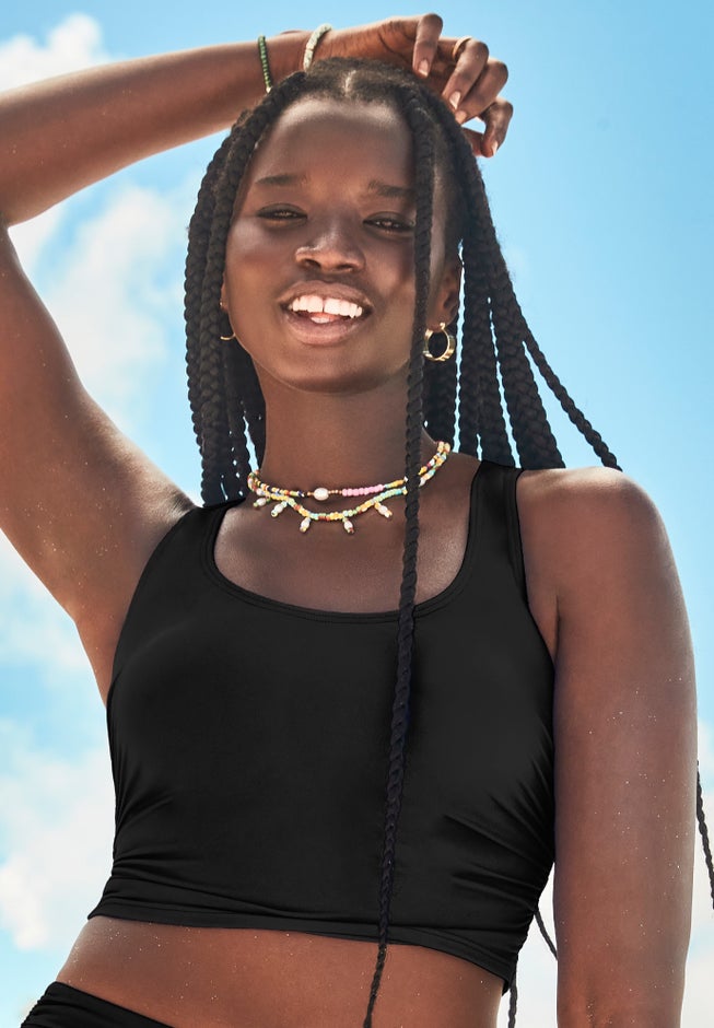 Cropped Racerback Tankini Top image number 0