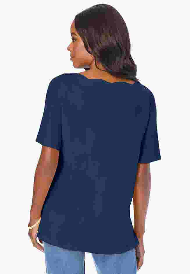 Ultimate Scalloped Scoop Neck Tee image number 1