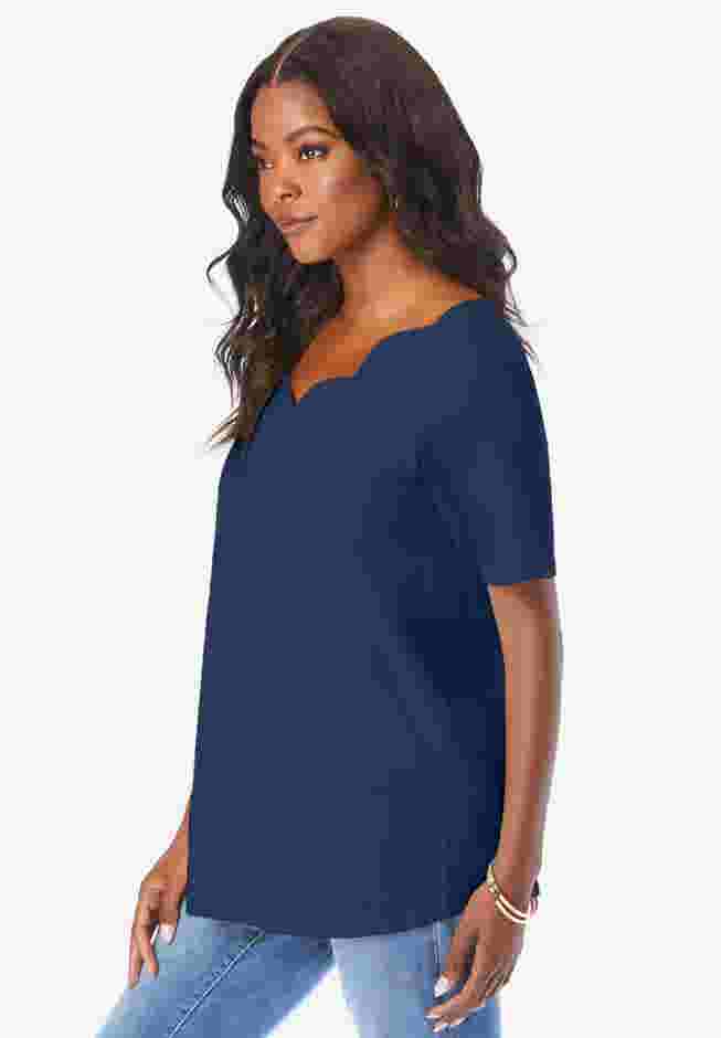 Ultimate Scalloped Scoop Neck Tee image number 2