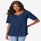 Ultimate Scalloped Scoop Neck Tee image number null