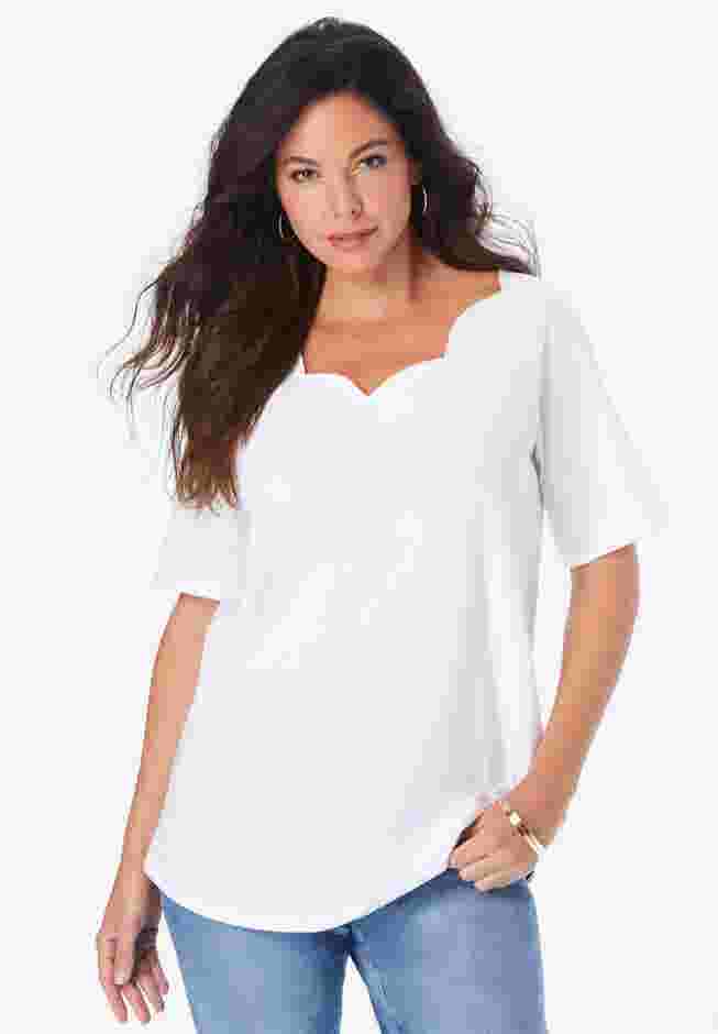 Ultimate Scalloped Scoop Neck Tee image number 0