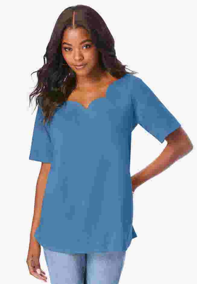 Ultimate Scalloped Scoop Neck Tee image number 0
