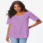 Ultimate Scalloped Scoop Neck Tee image number null