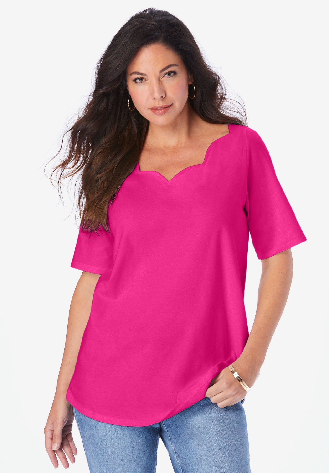 Ultimate Scalloped Scoop Neck Tee image number 0