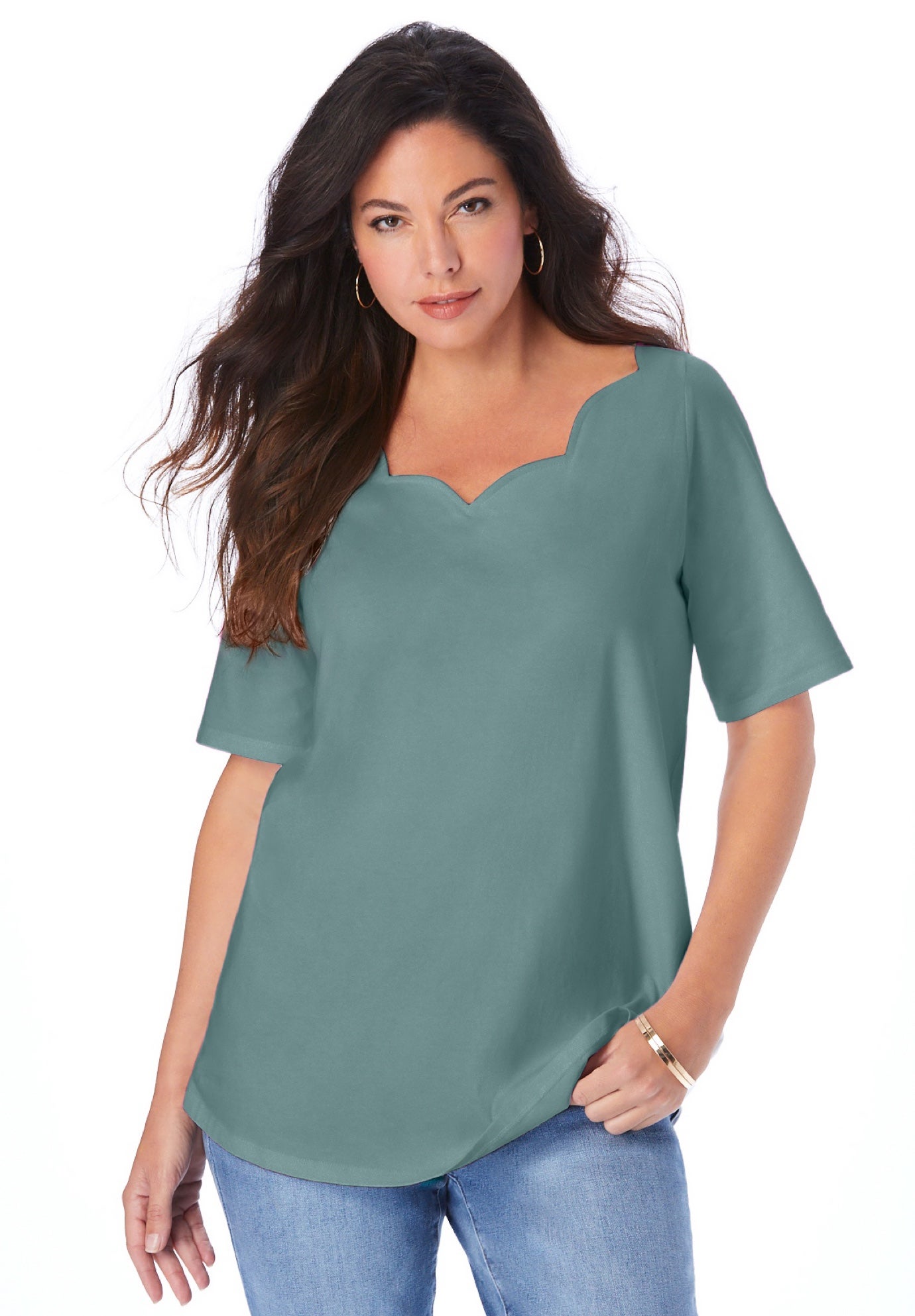Ultimate Scalloped Scoop Neck Tee image number 0