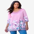 Ultra Drape V Neck Lace Print Tee image number null