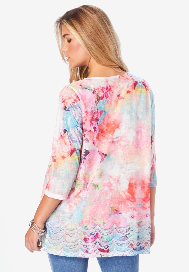 Printed 2 Piece Tank and Cardigan Set image number 1