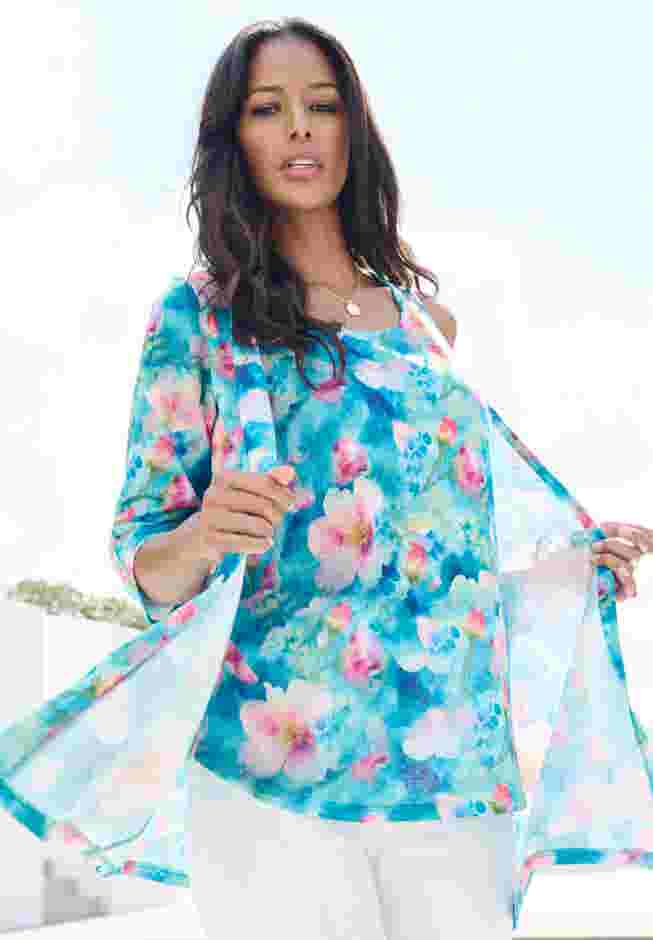 Printed 2 Piece Tank and Cardigan Set image number 6