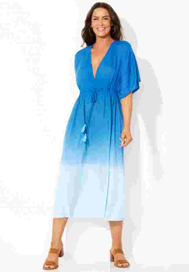 Dip Dye Surplice Kimono Cover Up Dress image number 0
