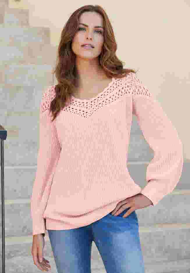 Sweetheart Crochet Pullover Sweater image number 1