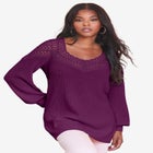 Plus Size Crochet Pullover Sweater with Sweetheart Neckline image number null