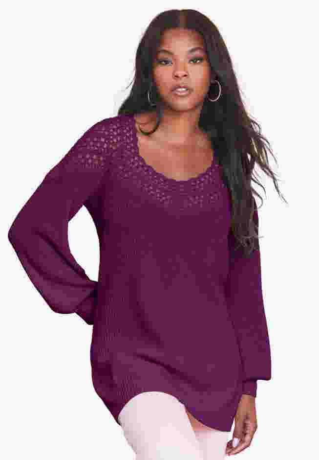 Sweetheart Crochet Pullover Sweater image number 0