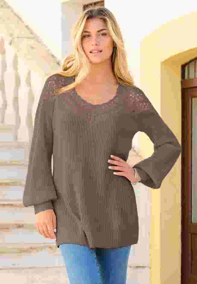 Sweetheart Crochet Pullover Sweater image number 0