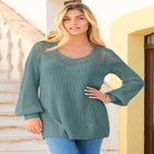 Plus Size Crochet Pullover Sweater with Sweetheart Neckline image number null