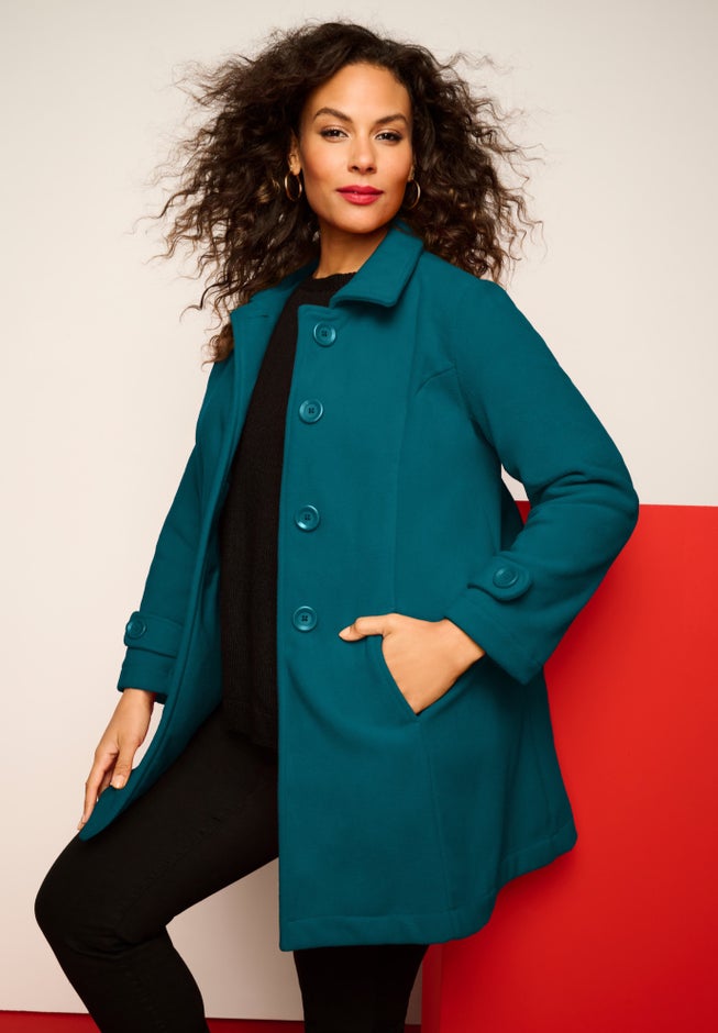 Plus Size Button Up Fleece Jacket image number 0