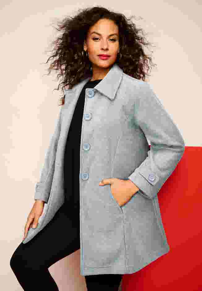 Plus Size Button Up Fleece Jacket image number 2