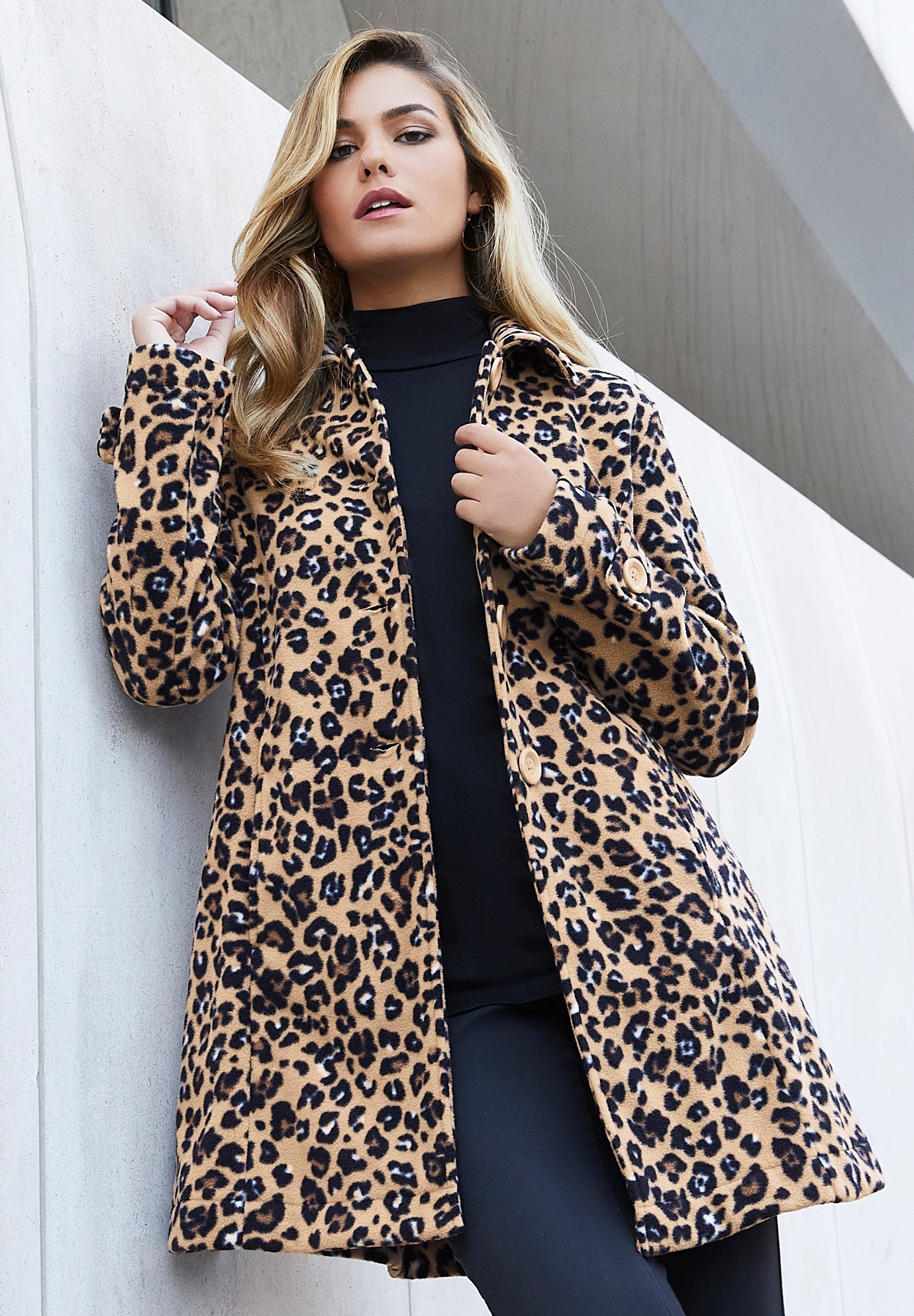 Plus Size Button Up Fleece Jacket image number 0