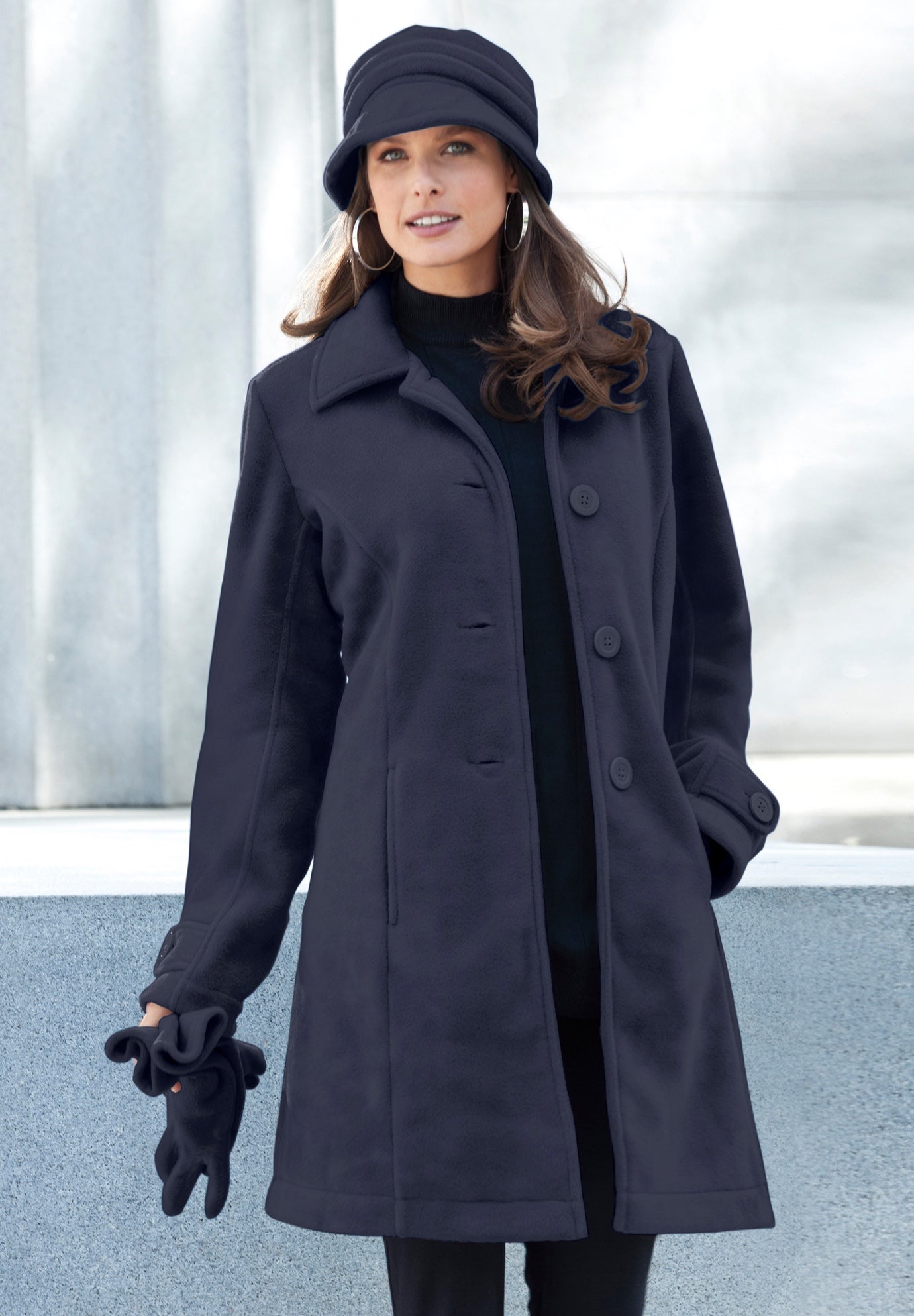 Plus Size Button Up Fleece Jacket image number 0