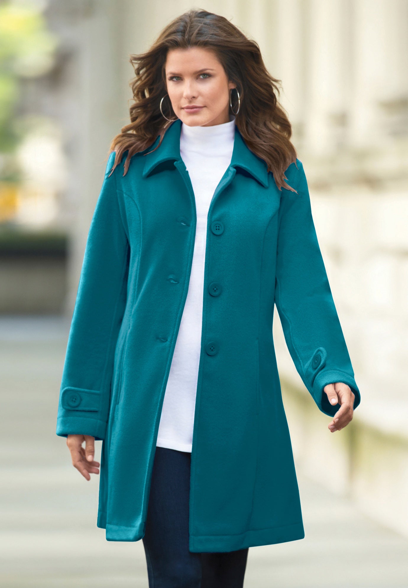 Plus Size Button Up Fleece Jacket image number 0