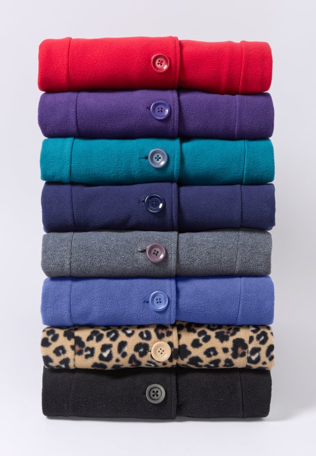Plus Size Button Up Fleece Jacket image number 5