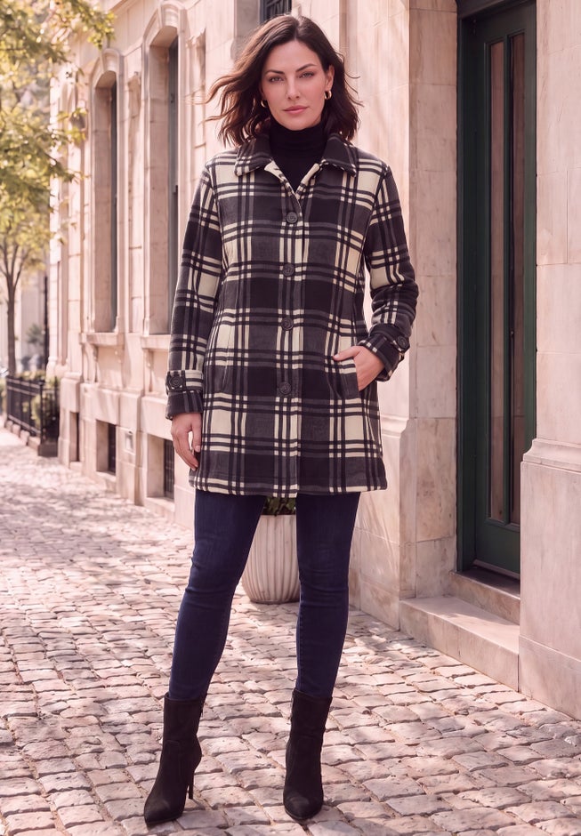 Plus Size Button Up Fleece Jacket image number 1