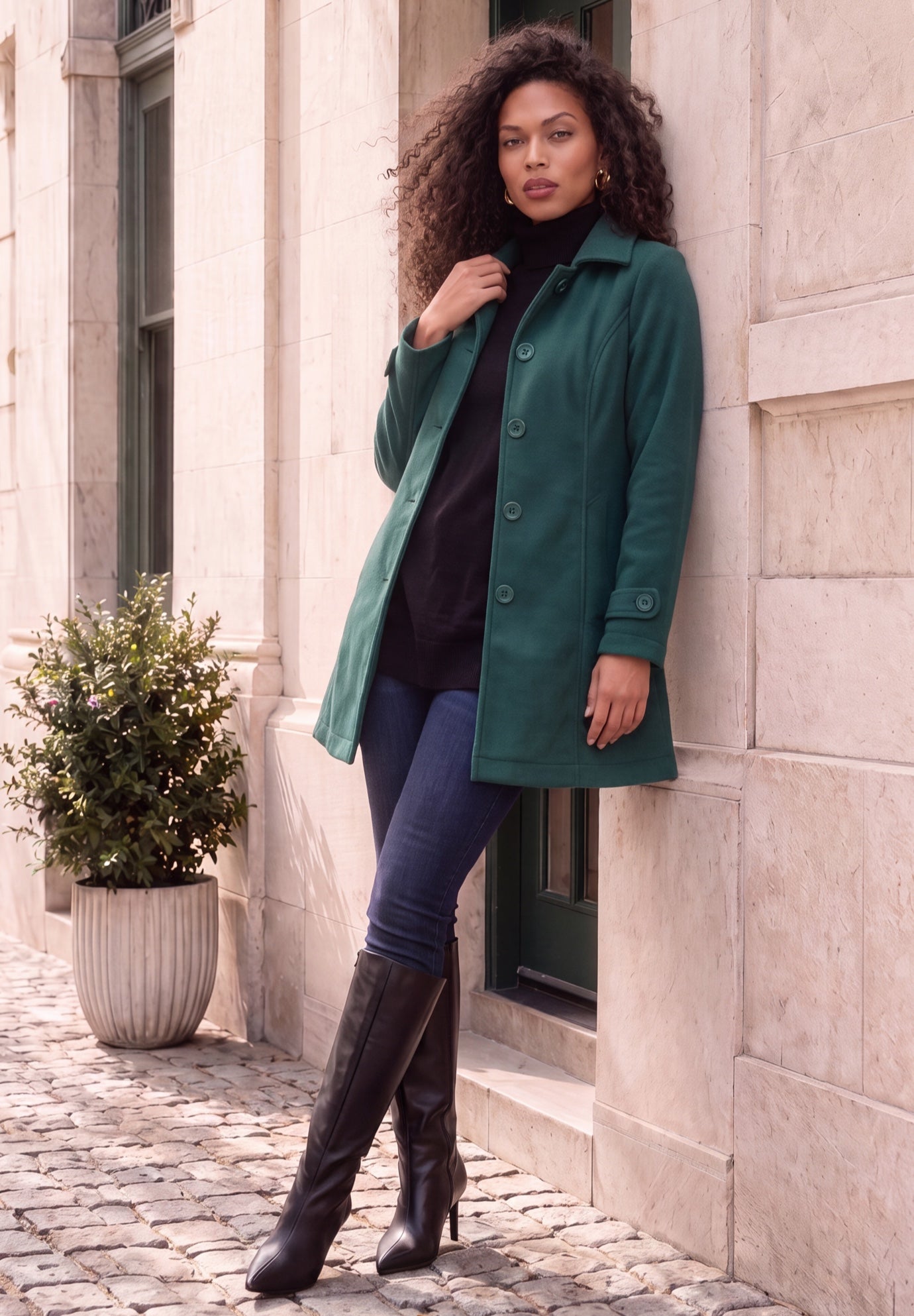 Plus Size Button Up Fleece Jacket image number 0