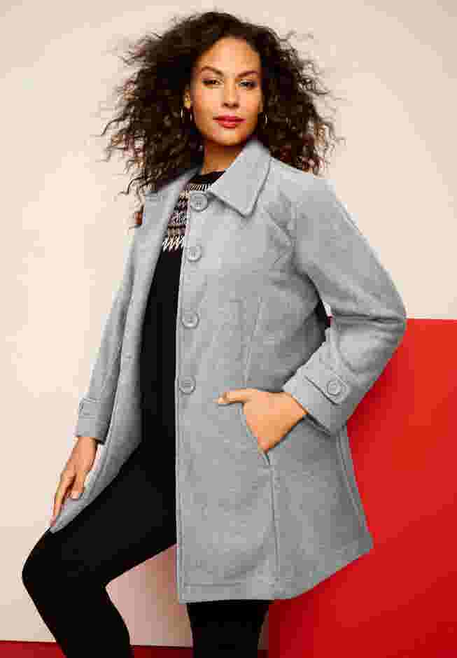 Plus Size Button Up Fleece Jacket image number 0