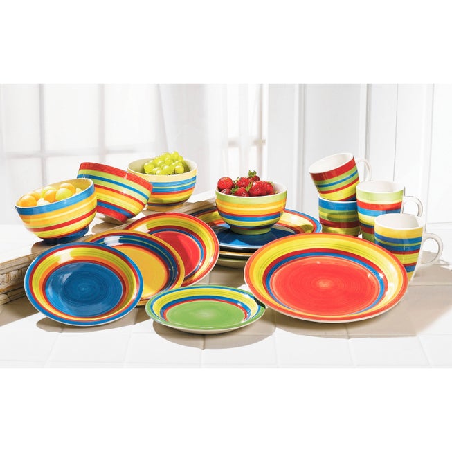 Santa Fe Hand-Painted Striped Stoneware Dinnerware image number 0