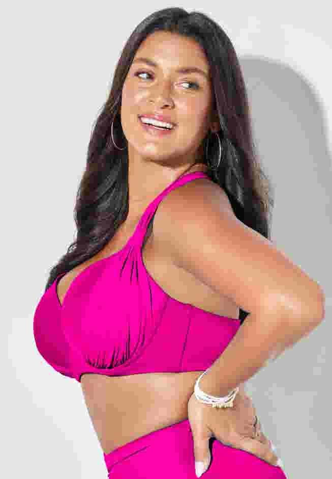 Bra Sized Drape Front Underwire Bikini Top image number 5
