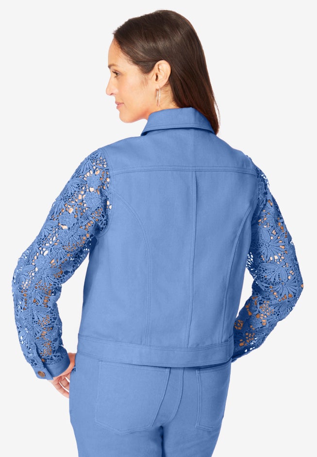 Lace Sleeve Denim Jacket image number null