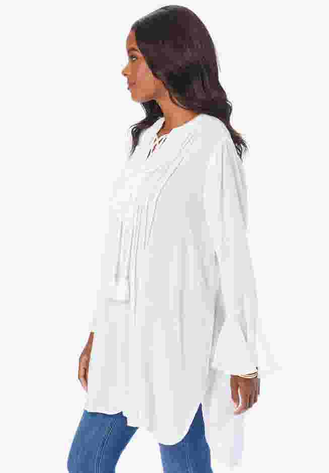 Ruffle Pintuck Crinkle Tunic image number 2