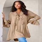 Hand Crinkled Ruffle Pintuck Tunic image number null