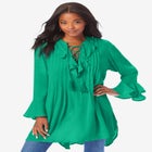 Hand Crinkled Ruffle Pintuck Tunic image number null