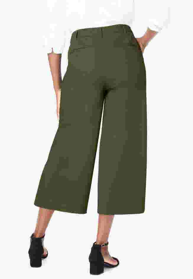 Stretch Cotton Chino Wide-Leg Crop image number 1