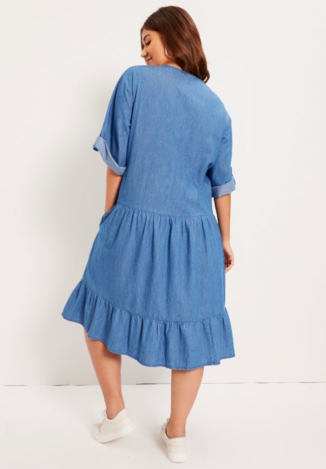 Ruffled Denim Dress image number 2