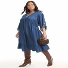 Ruffled Denim Dress image number null