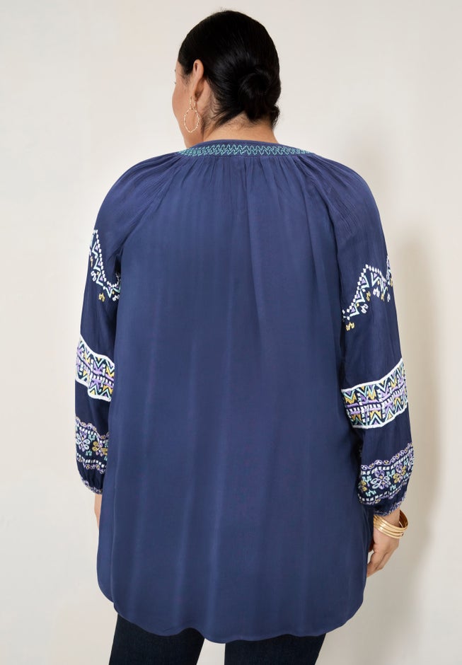 Embroidered Peasant Blouse image number null
