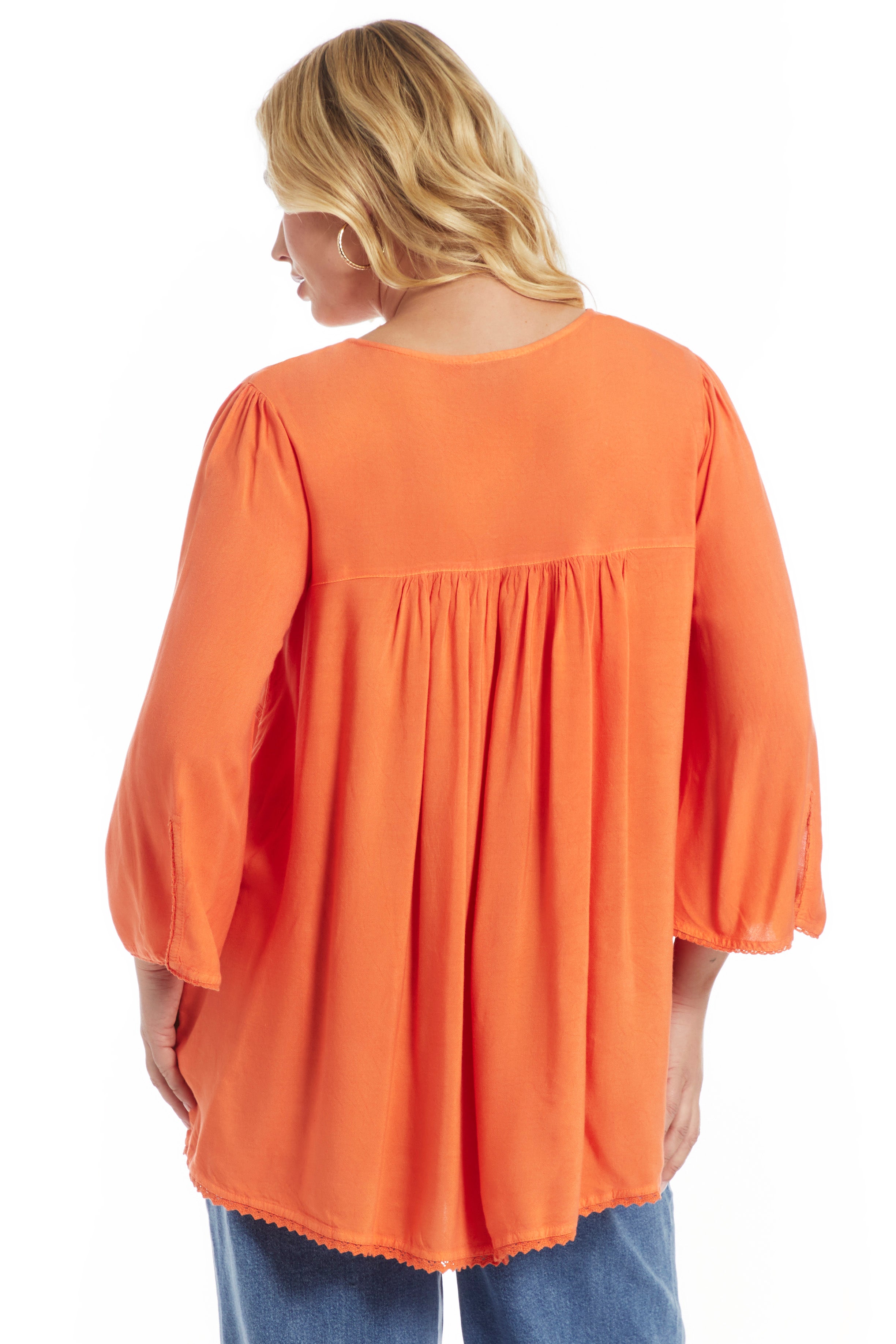 Acid Wash Peasant Blouse image number 1