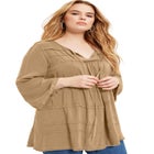 Acid Wash Peasant Blouse image number null