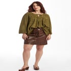 Acid Wash Peasant Blouse image number null