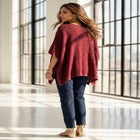Plus Size Knit Open Front Ruana Poncho image number null