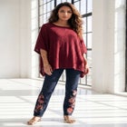 Plus Size Knit Open Front Ruana Poncho image number null