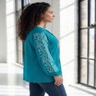  Plus Size Notch Neck Embroidered Peasant Tunic image number null