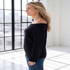 Plus Size Off-The-Shoulder Blouson Sleeve Sweater image number null